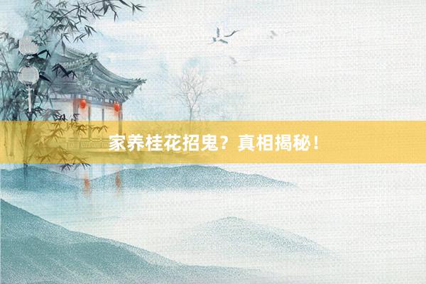 家养桂花招鬼？真相揭秘！
